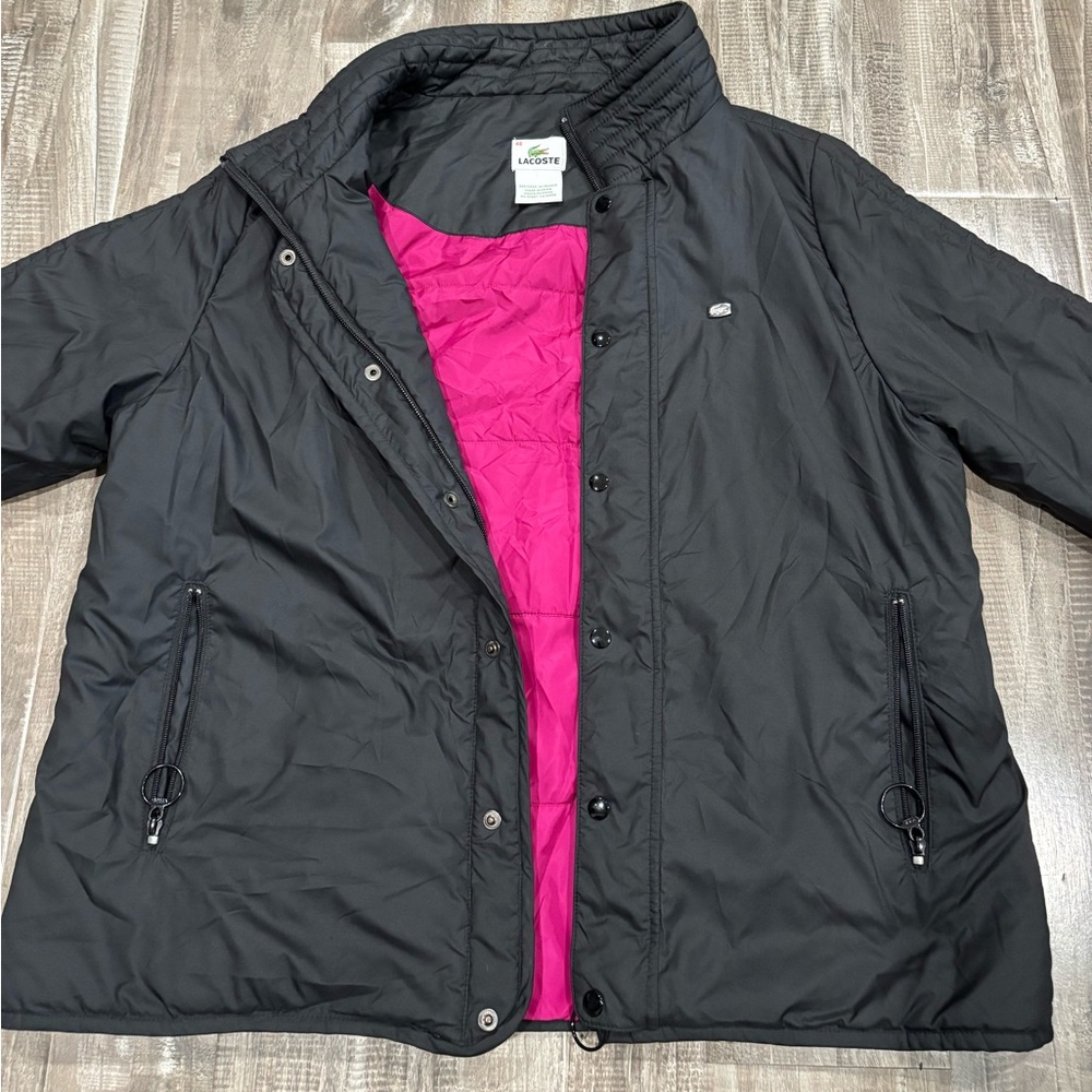 Women’s Lacoste Puffer Jacket With Pink Lining Size 46 Pre Owned